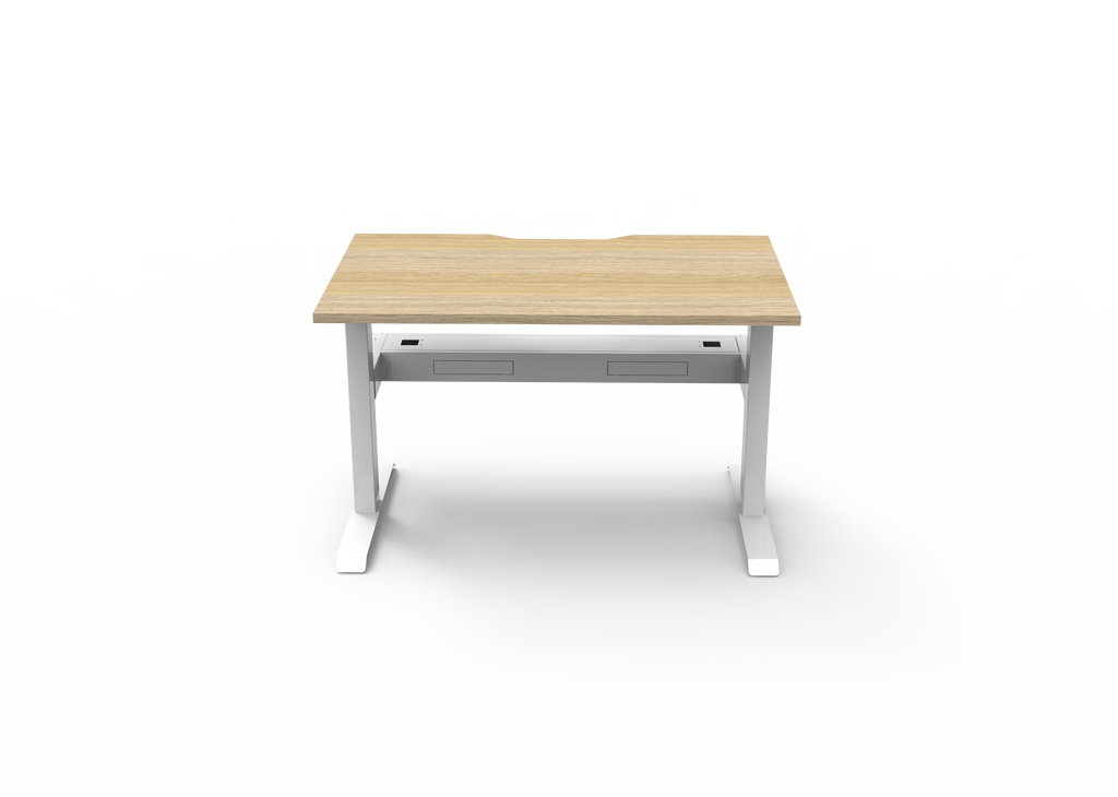 Rapidline Boost Static Single Sided Workstation 1200 x 750mm with Cable Tray Natural Oak / White Satin