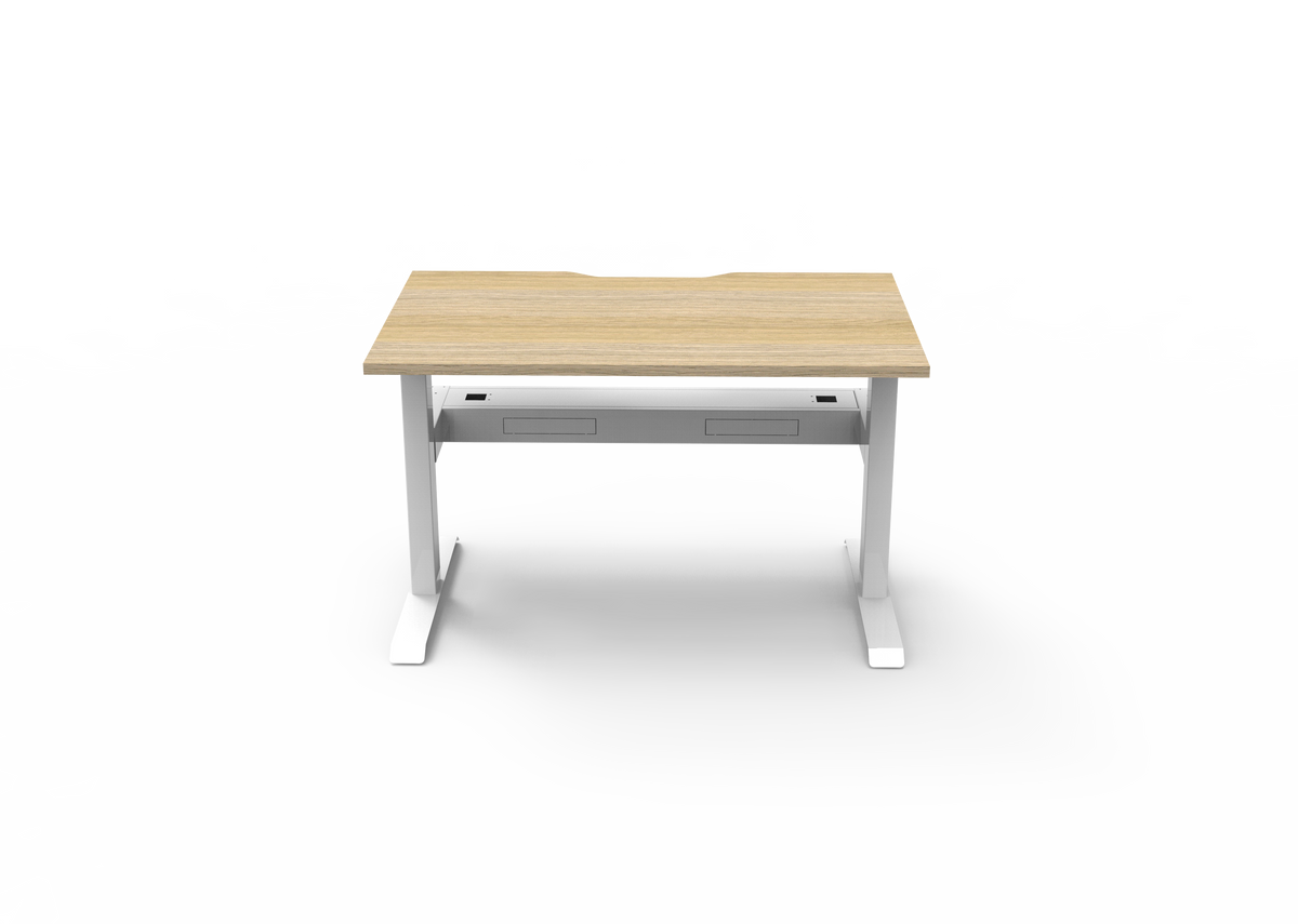 Rapidline Boost Static Single Sided Workstation 1200 x 750mm with Cable Tray Natural Oak / White Satin