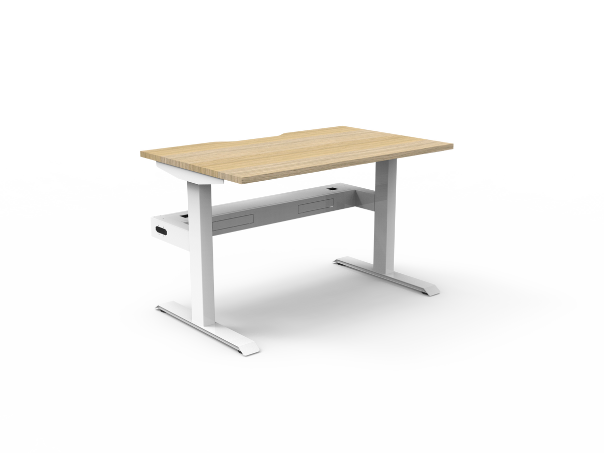 Rapidline Boost Static Single Sided Workstation 1200 x 750mm with Cable Tray Natural Oak / White Satin