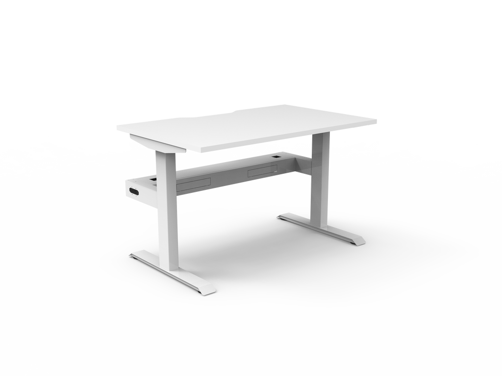 Rapidline Boost Static Single Sided Workstation 1200 x 750mm with Cable Tray Natural White / White Satin