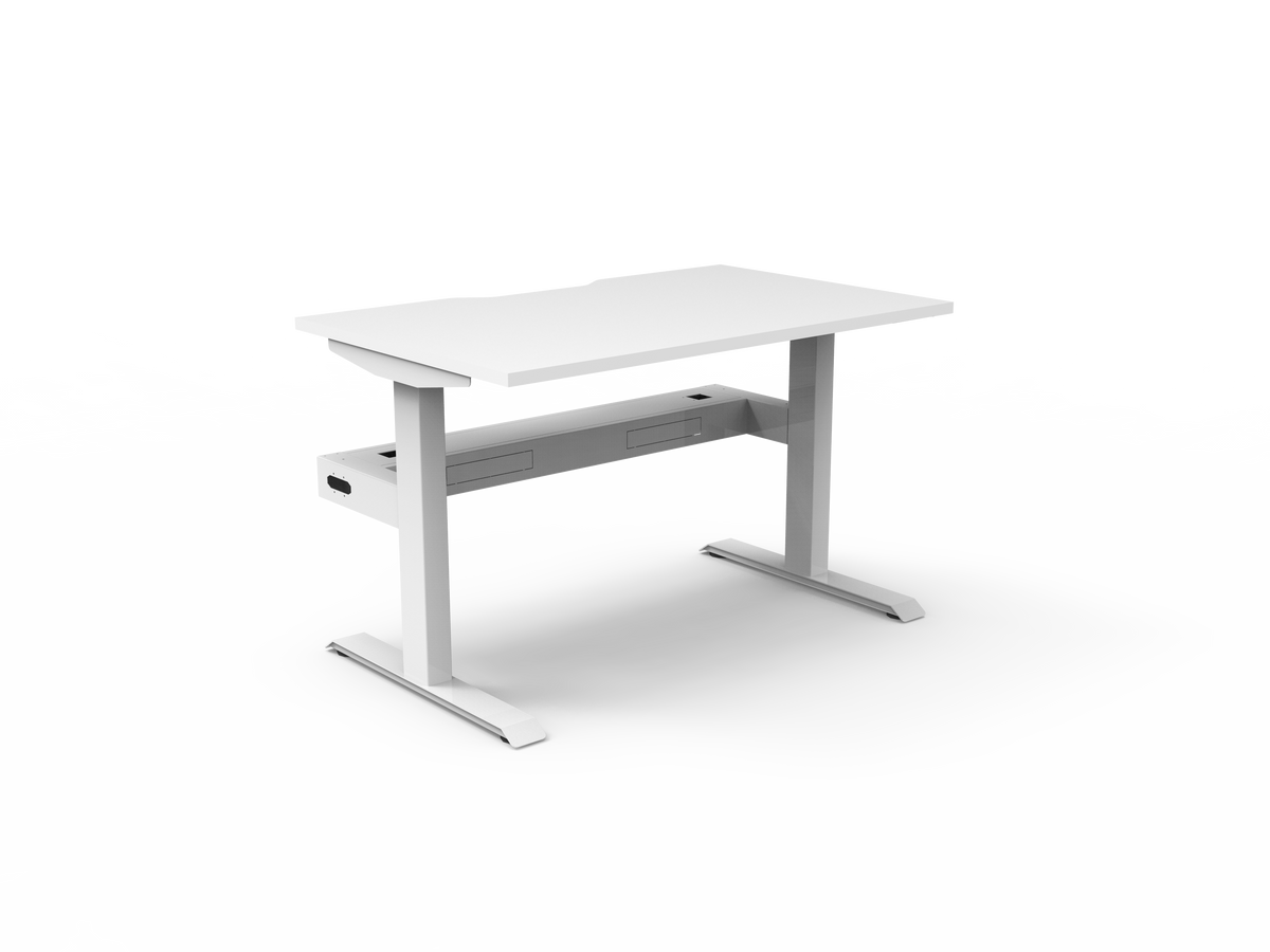 Rapidline Boost Static Single Sided Workstation 1200 x 750mm with Cable Tray Natural White / White Satin