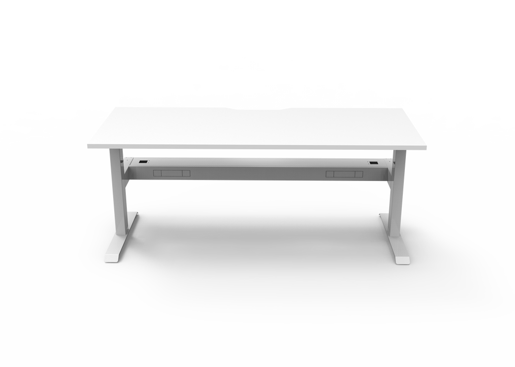 Rapidline Boost Static Single Sided Workstation 1800 x 750mm with Cable Tray Natural White / White Satin
