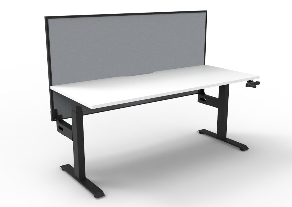 Rapidline Boost Crank Single Sided Workstation 1500 x 750mm with Screen Natural White / Black Satin
