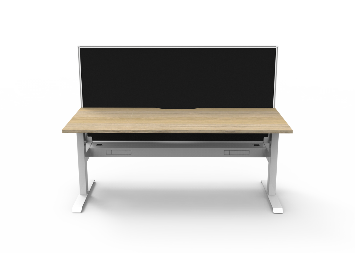Rapidline Boost Static Single Sided Workstation 1500 x 750mm with Screen and Cable Tray Natural Oak / White Satin