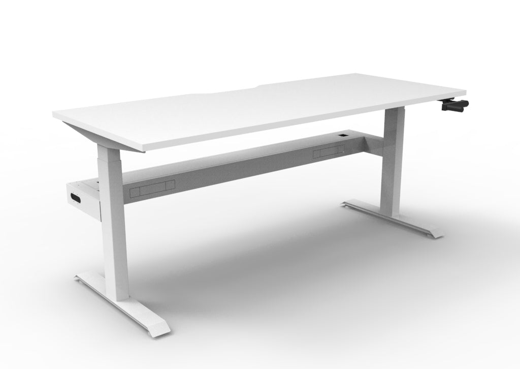 Rapidline Boost Crank Single Sided Workstation 1500 x 750mm with Cable Tray Natural White / White Satin