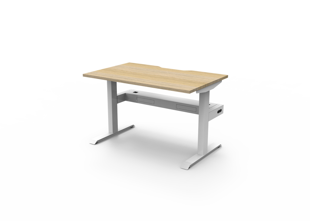 Rapidline Boost Static Single Sided Workstation 1200 x 750mm with Cable Tray Natural Oak / White Satin
