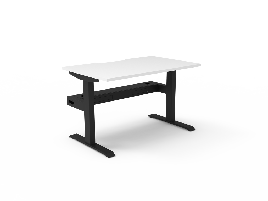 Rapidline Boost Static Single Sided Workstation 1200 x 750mm with Cable Tray Natural White / Black Satin