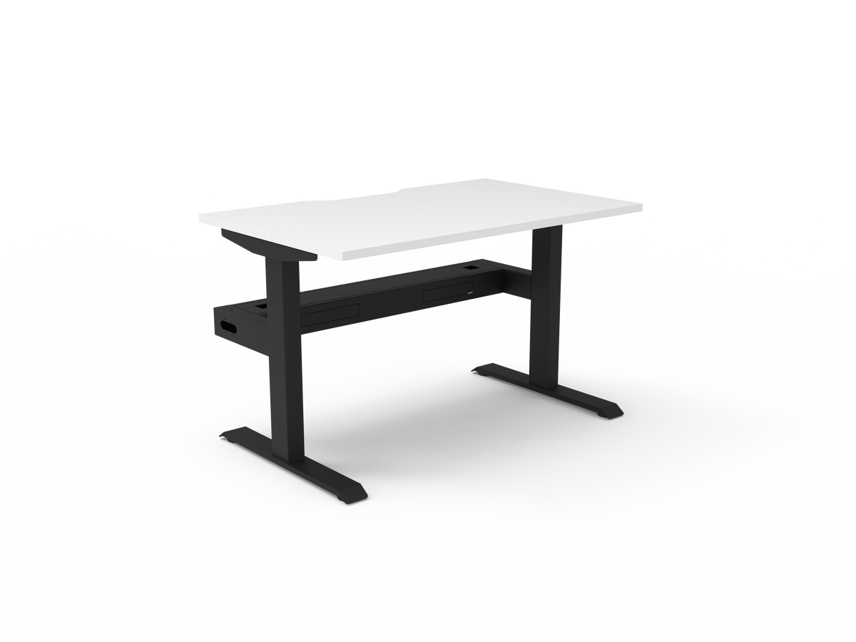 Rapidline Boost Static Single Sided Workstation 1200 x 750mm with Cable Tray Natural White / Black Satin