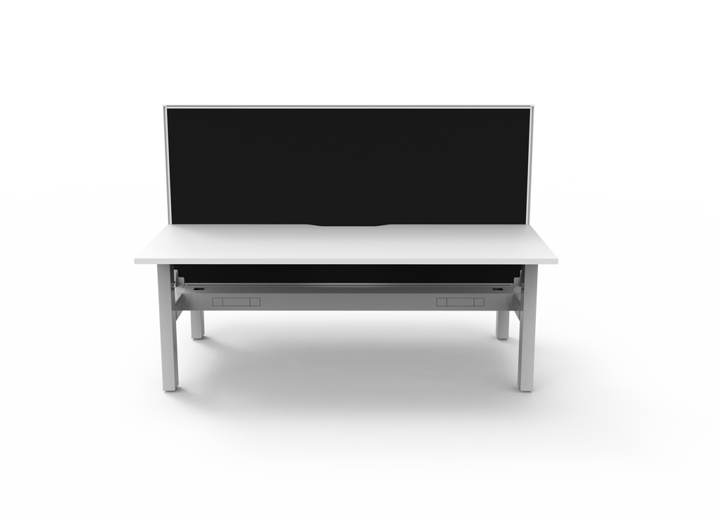 Rapidline Boost Static Back to Back Workstation 1500 x 750mm with Screen and Cable Tray Natural White / White Satin