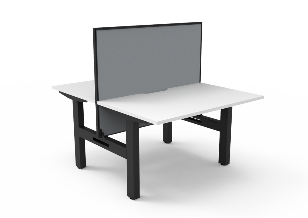 Rapidline Boost Static Back to Back Workstation 1200 x 750mm with Screen Natural White / Black Satin