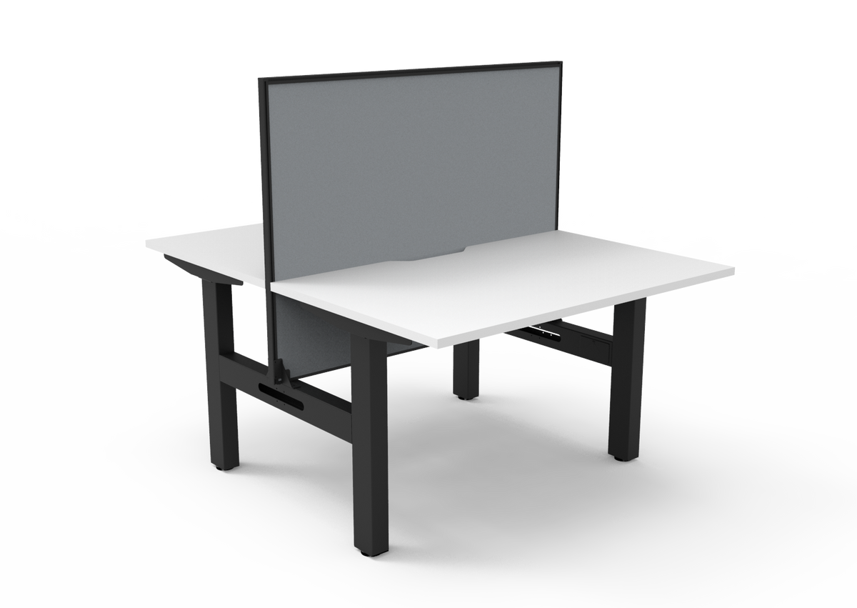 Rapidline Boost Static Back to Back Workstation 1200 x 750mm with Screen Natural White / Black Satin