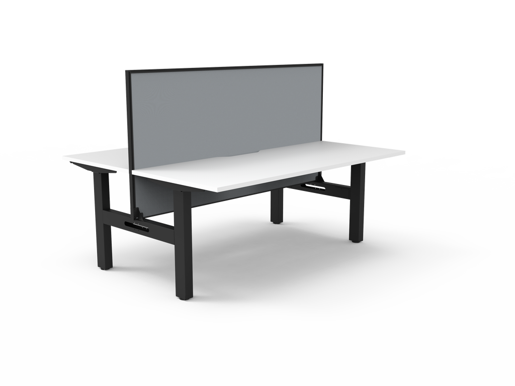 Rapidline Boost Static Back to Back Workstation 1800 x 750mm with Screen Natural White / Black Satin