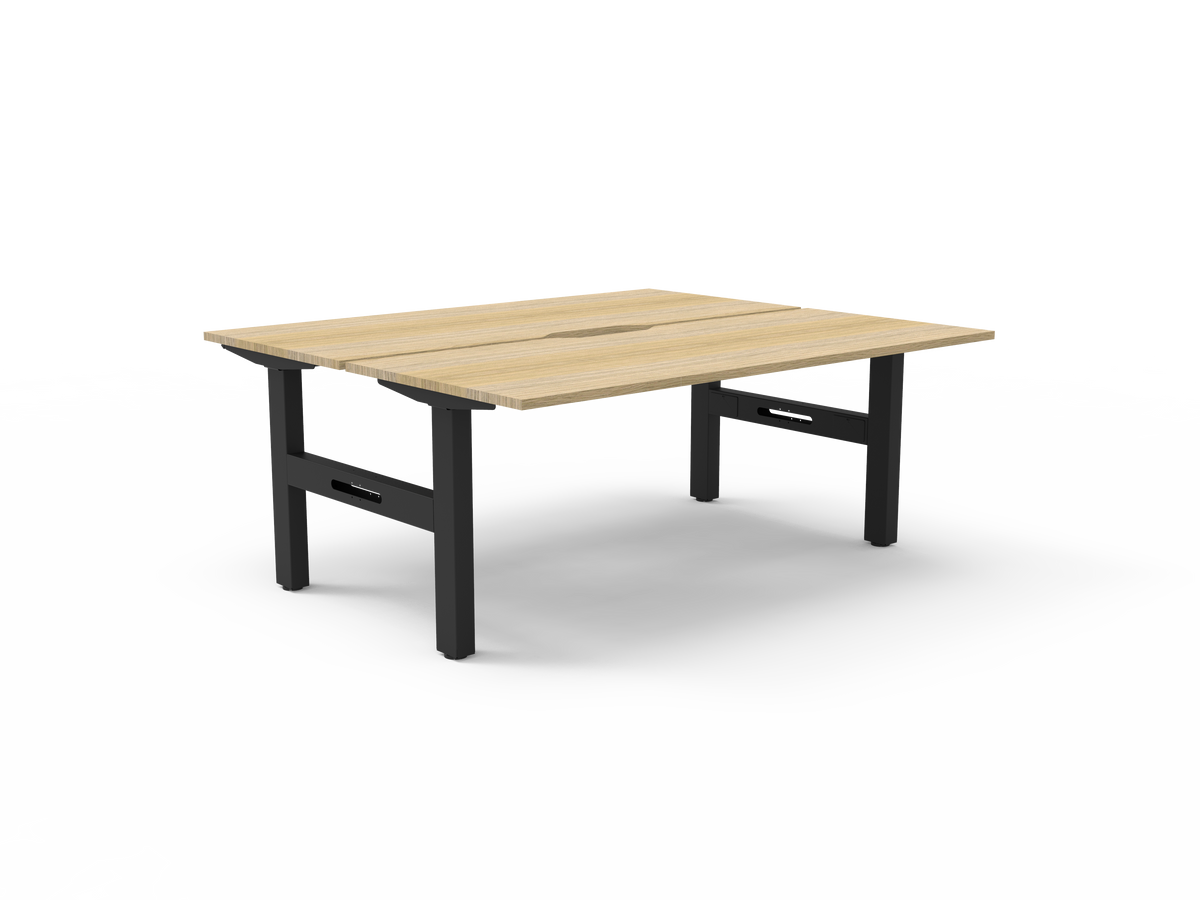 Rapidline Boost Static Back to Back Workstation 1800 x 750mm Natural Oak / Black Satin