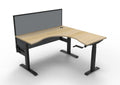 Rapidline Boost Crank Corner Workstation 1500 x 1500 x 750mm with Screen Natural Oak / Black Satin
