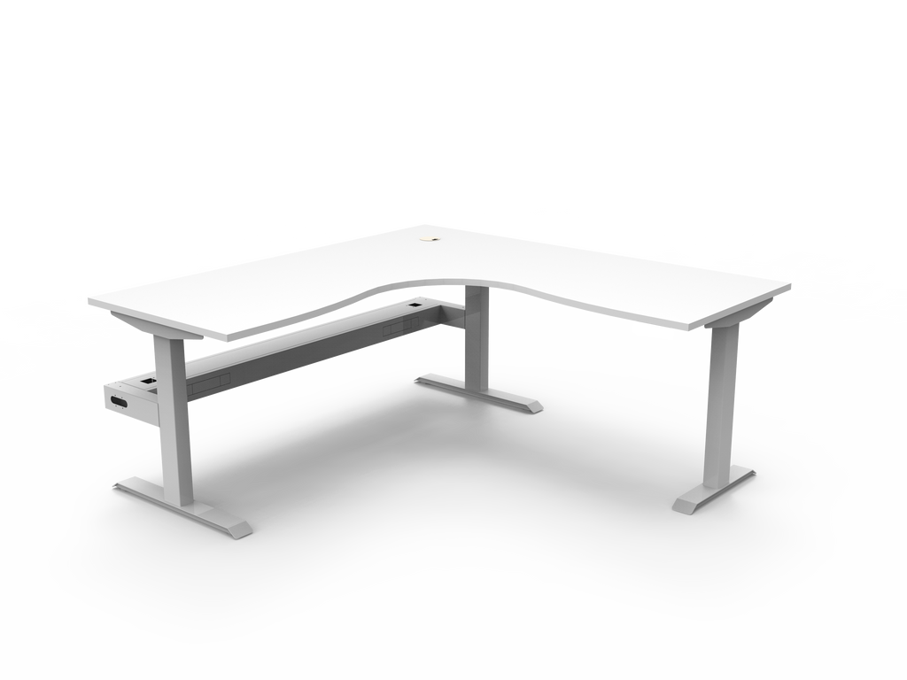 Rapidline Boost Static Corner Workstation 1800 x 1800 x 750mm with Cable Tray Natural White / White Satin