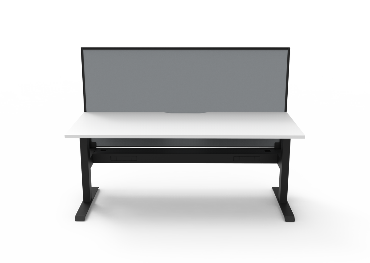 Rapidline Boost Static Single Sided Workstation 1800 x 750mm with Screen and Cable Tray Natural White / Black Satin