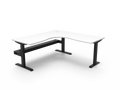 Rapidline Boost Static Corner Workstation 1800 x 1800 x 750mm with Cable Tray Natural White / Black Satin