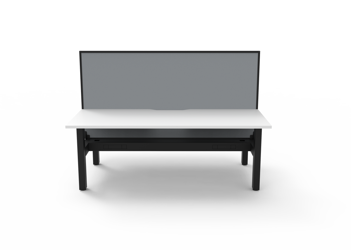 Rapidline Boost Static Back to Back Workstation 1500 x 750mm with Screen and Cable Tray Natural White / Black Satin