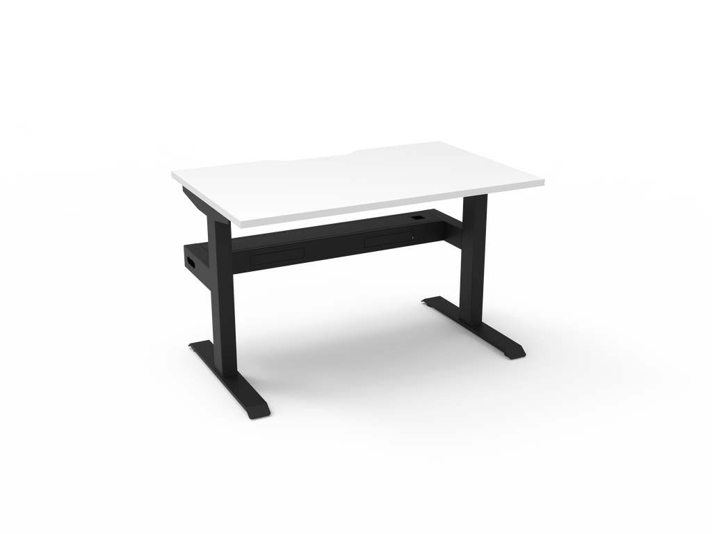Rapidline Boost Static Single Sided Workstation 1200 x 750mm with Cable Tray Natural White / Black Satin