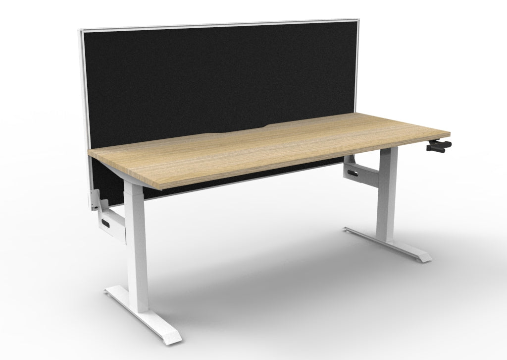 Rapidline Boost Crank Single Sided Workstation 1800 x 750mm with Screen Natural Oak / White Satin