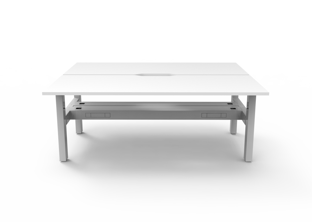 Rapidline Boost Static Back to Back Workstation 1500 x 750mm with Cable Tray Natural White / White Satin