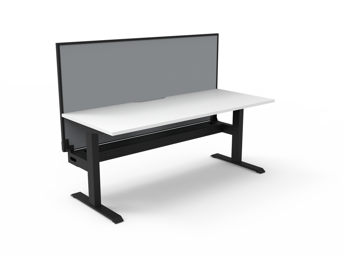 Rapidline Boost Static Single Sided Workstation 1800 x 750mm with Screen and Cable Tray Natural White / Black Satin