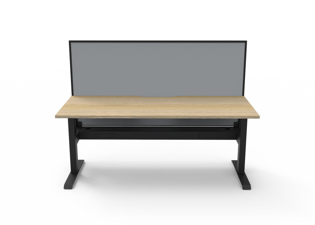 Rapidline Boost Static Single Sided Workstation 1200 x 750mm with Screen and Cable Tray Natural Oak / Black Satin