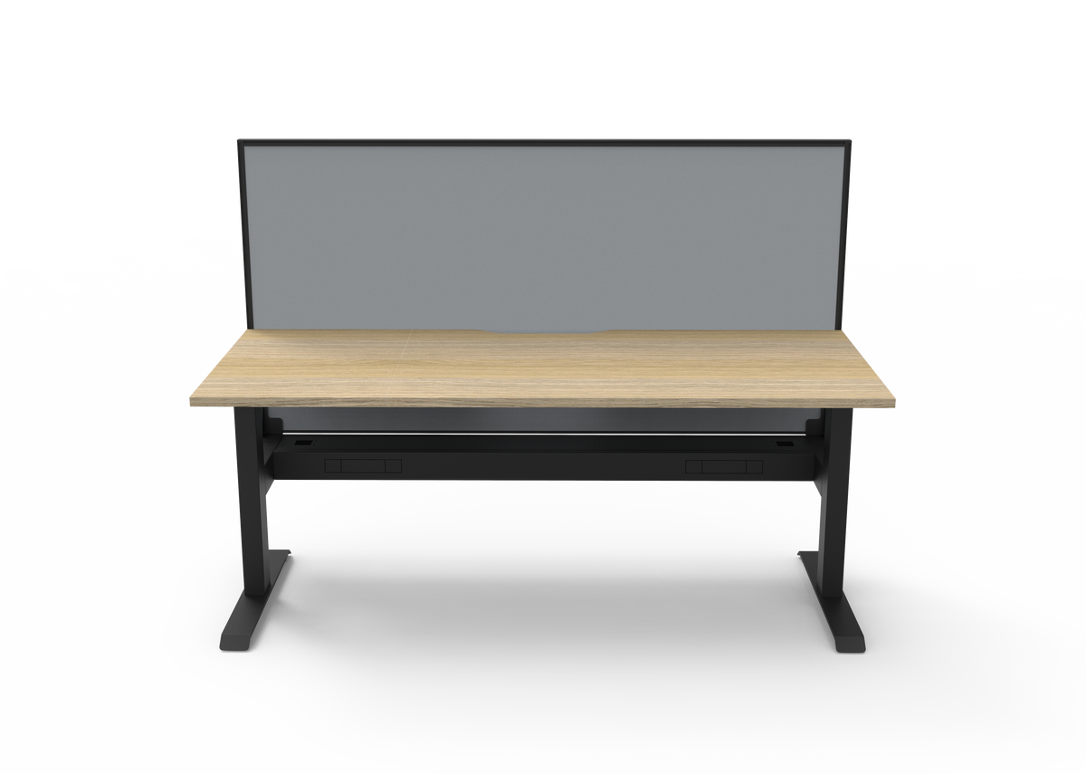 Rapidline Boost Static Single Sided Workstation 1200 x 750mm with Screen and Cable Tray Natural Oak / Black Satin