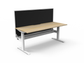 Rapidline Boost Static Single Sided Workstation 1500 x 750mm with Screen and Cable Tray Natural Oak / White Satin