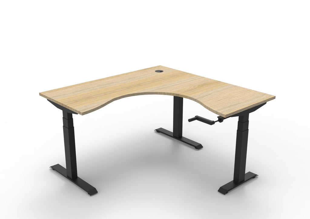 Rapidline Boost Crank Corner Workstation 1500 x 1500 x 750mm Natural Oak / Black Satin