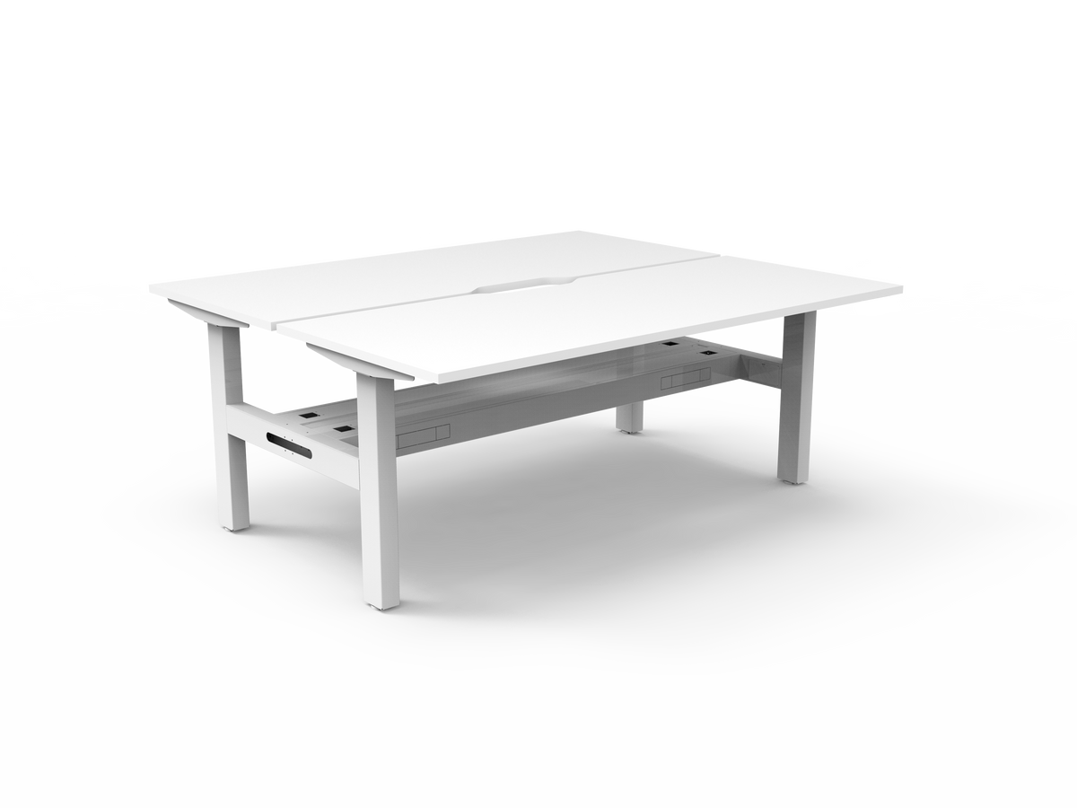 Rapidline Boost Static Back to Back Workstation 1800 x 750mm with Cable Tray Natural White / White Satin