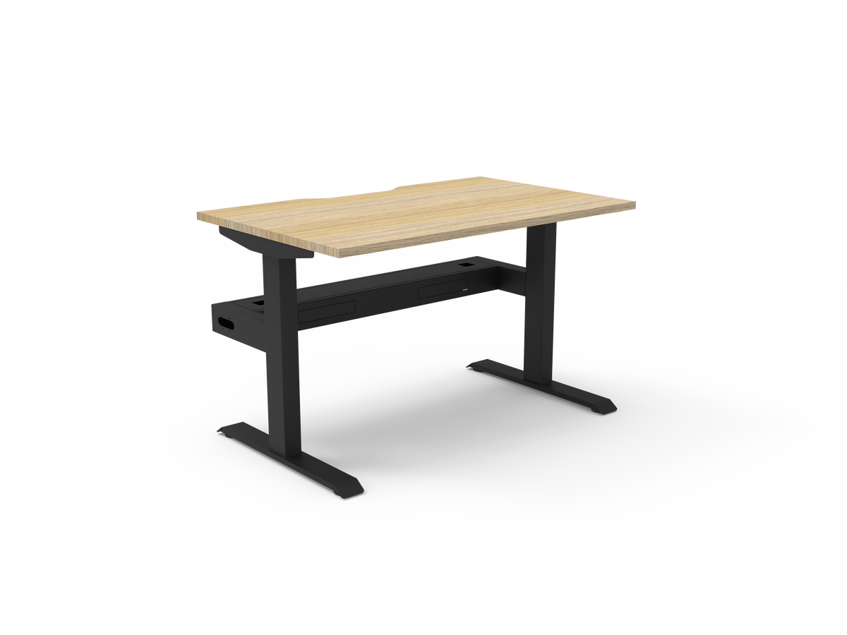 Rapidline Boost Static Single Sided Workstation 1200 x 750mm with Cable Tray Natural Oak / Black Satin