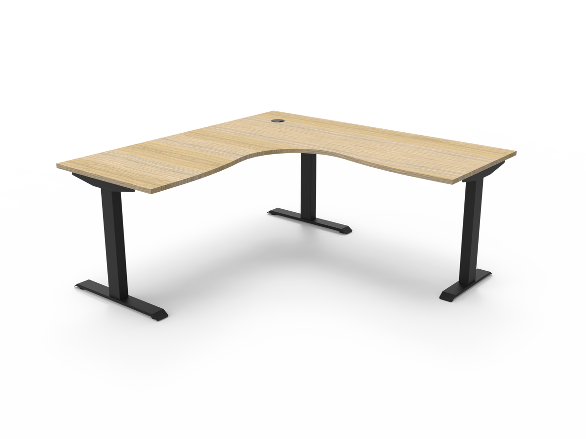 Rapidline Boost Static Corner Workstation 1800 x 1800 x 750mm Natural Oak / Black Satin