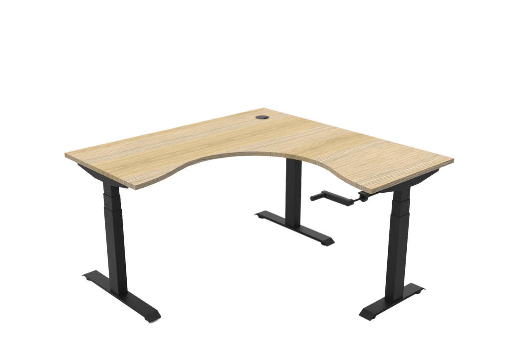 Rapidline Boost Crank Corner Workstation 1500 x 1500 x 750mm Natural Oak / Black Satin