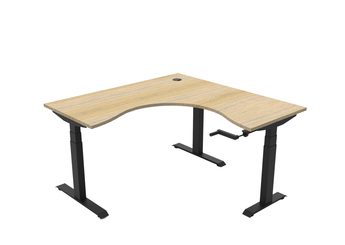 Rapidline Boost Crank Corner Workstation 1500 x 1500 x 750mm Natural Oak / Black Satin
