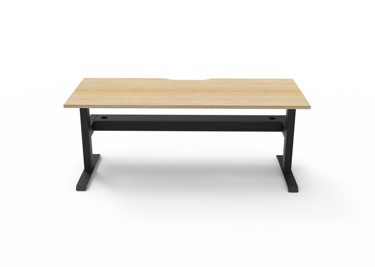 Rapidline Boost Static Single Sided Workstation 1500 x 750mm with Cable Tray Natural Oak / Black Satin