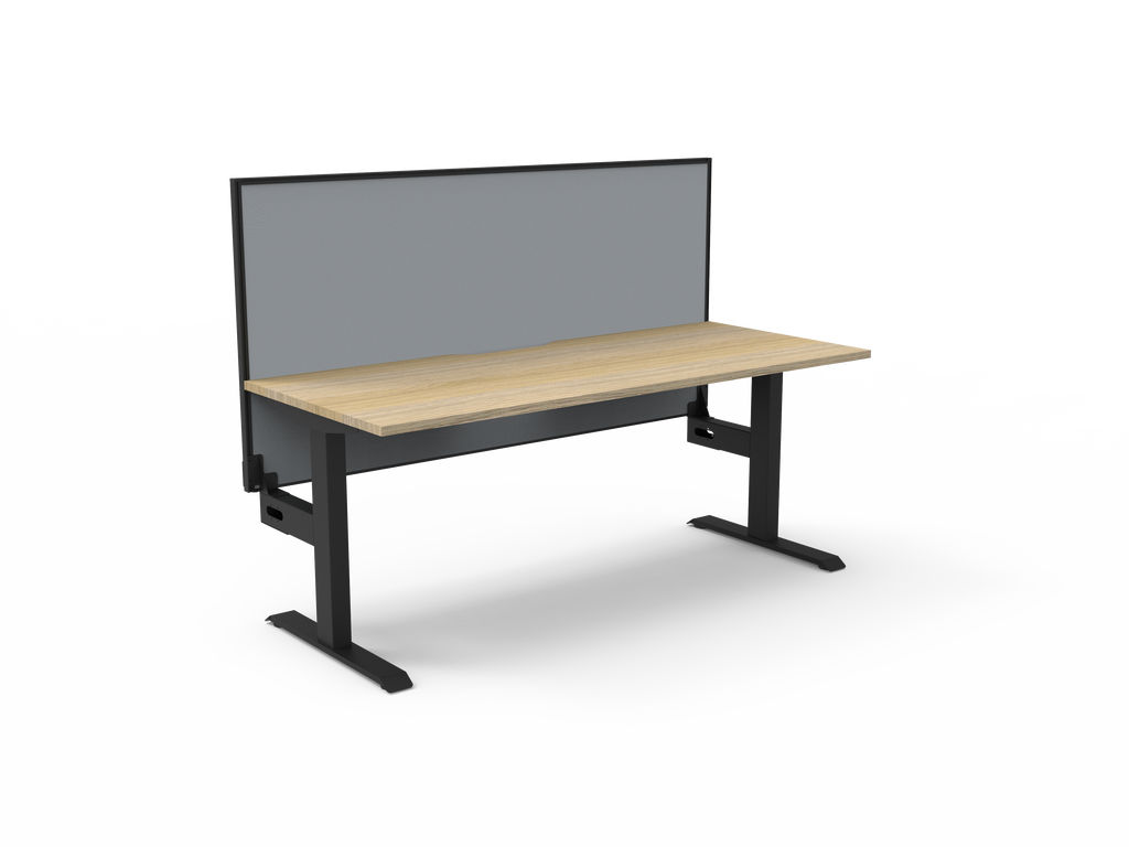 Rapidline Boost Static Single Sided Workstation 1800 x 750mm with Screen Natural Oak / Black Satin