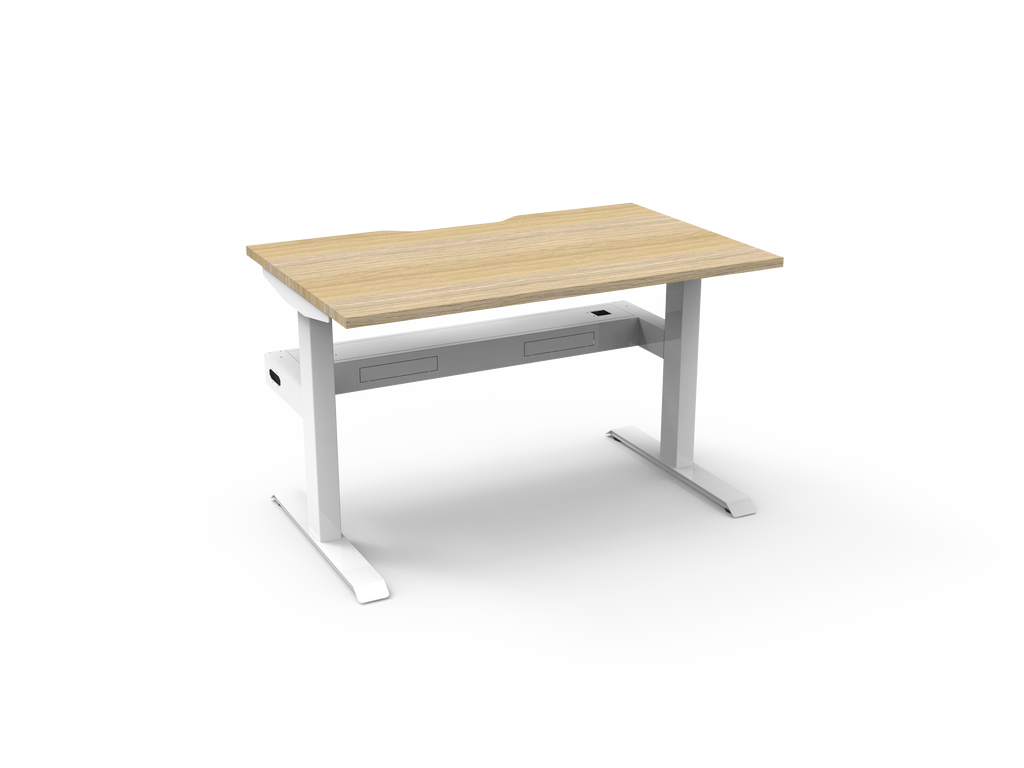 Rapidline Boost Static Single Sided Workstation 1200 x 750mm with Cable Tray Natural Oak / White Satin
