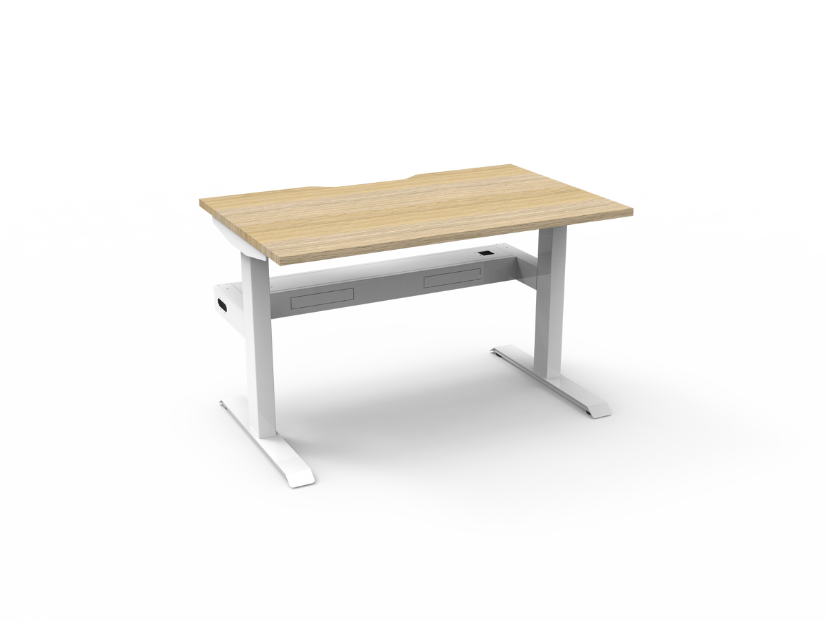 Rapidline Boost Static Single Sided Workstation 1200 x 750mm with Cable Tray Natural Oak / White Satin
