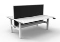 Rapidline Boost Crank Back to Back Workstation 1800 x 750mm with Screen and Cable Tray Natural White / White Satin