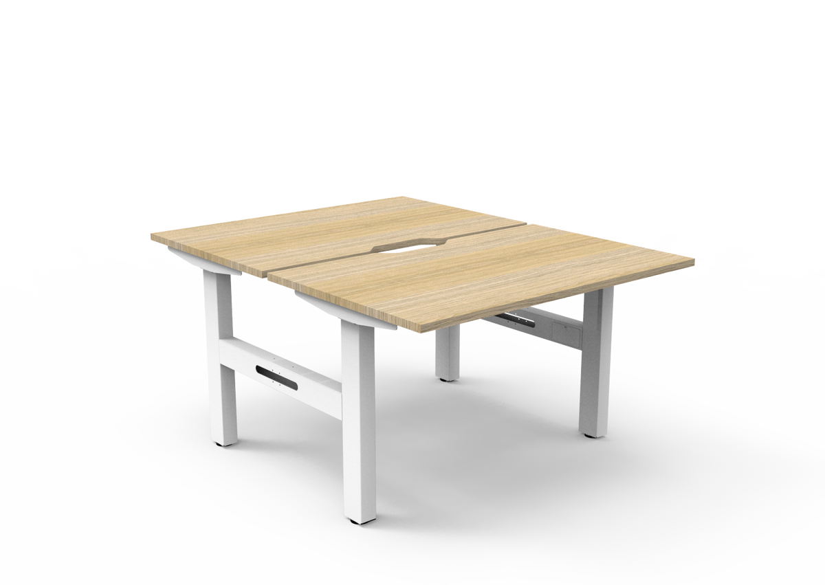 Rapidline Boost Static Back to Back Workstation 1200 x 750mm Natural Oak / White Satin