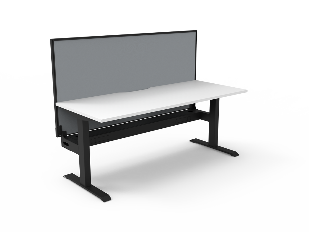 Rapidline Boost Static Single Sided Workstation 1500 x 750mm with Screen and Cable Tray Natural White / Black Satin