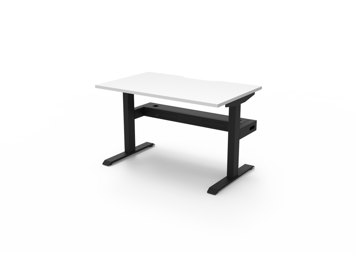 Rapidline Boost Static Single Sided Workstation 1200 x 750mm with Cable Tray Natural White / Black Satin