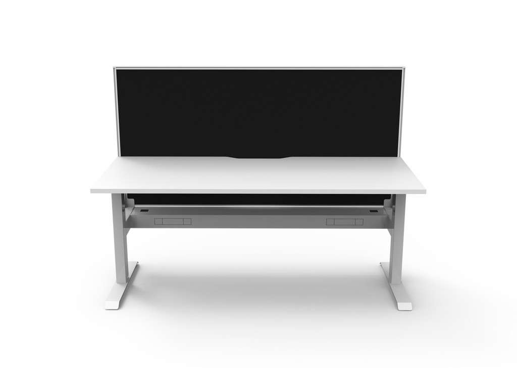 Rapidline Boost Static Single Sided Workstation 1200 x 750mm with Screen and Cable Tray Natural White / White Satin