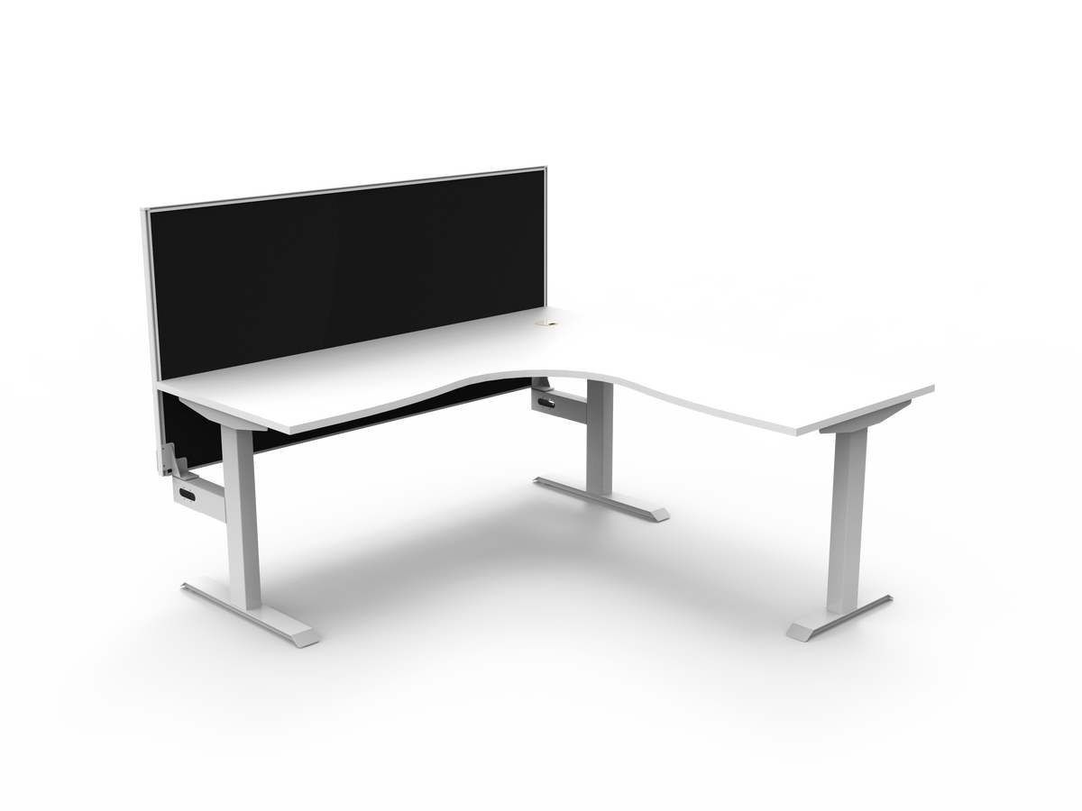 Rapidline Boost Static Corner Workstation 1800 x 1800 x 750mm with Screen Natural White / White Satin