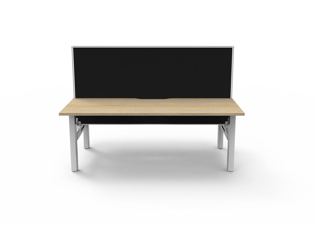 Rapidline Boost Static Back to Back Workstation 1800 x 750mm with Screen Natural Oak / White Satin