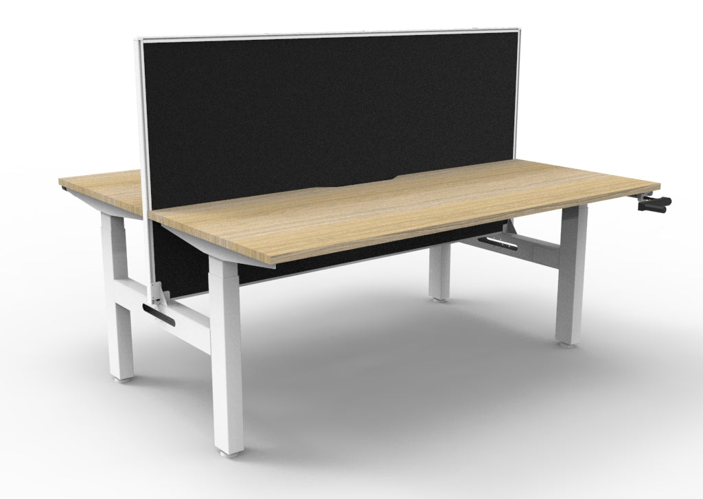 Rapidline Boost Crank Back to Back Workstation 1200 x 750mm with Screen Natural Oak / White Satin