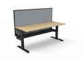 Rapidline Boost Static Single Sided Workstation 1200 x 750mm with Screen and Cable Tray Natural Oak / Black Satin