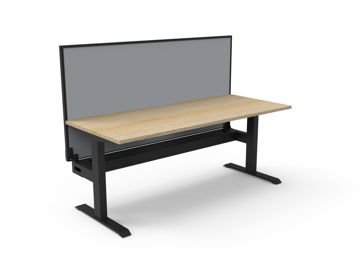 Rapidline Boost Static Single Sided Workstation 1200 x 750mm with Screen and Cable Tray Natural Oak / Black Satin