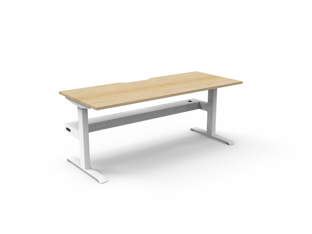 Rapidline Boost Static Single Sided Workstation 1800 x 750mm with Cable Tray Natural Oak / White Satin